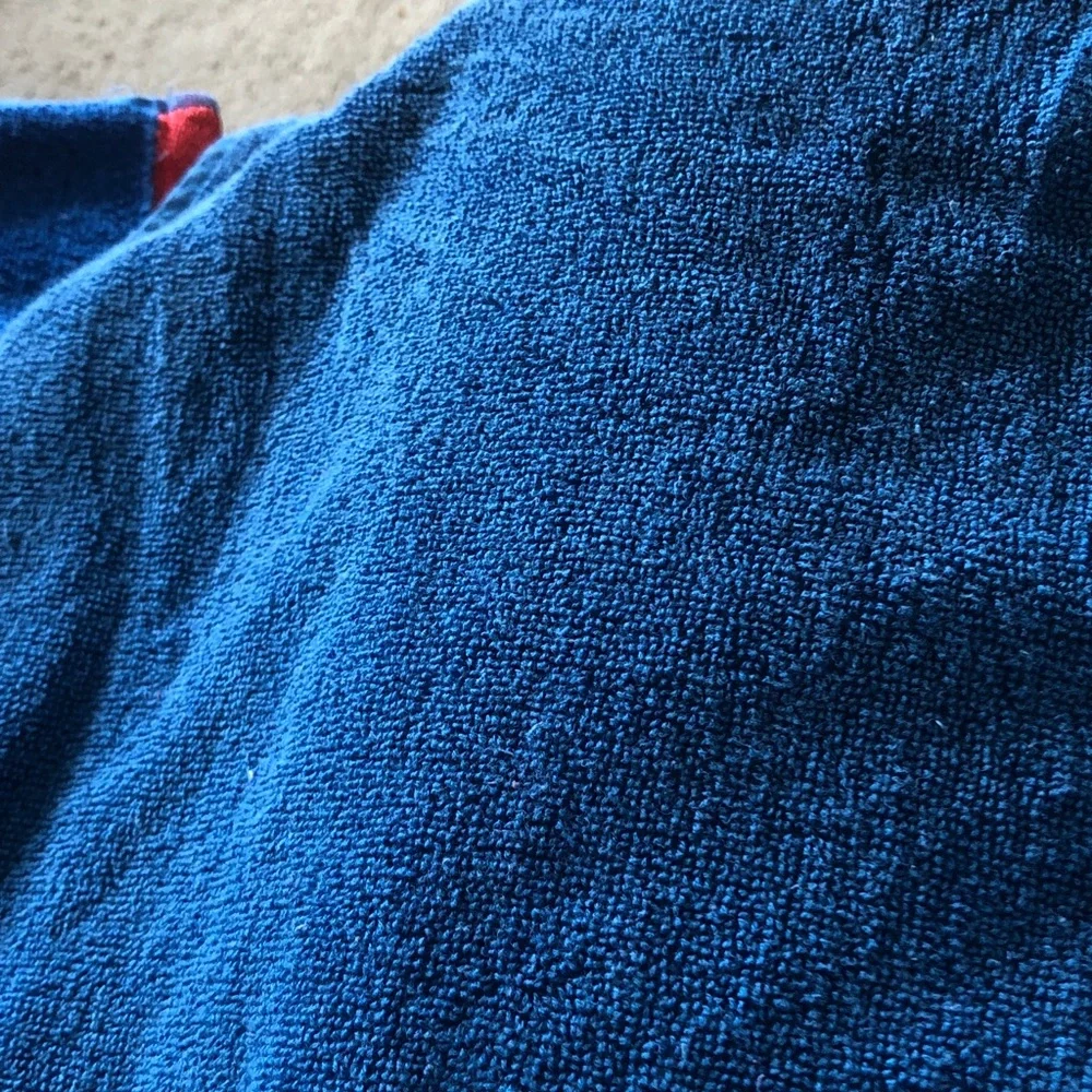 Blue Toweling with Red Car Patch